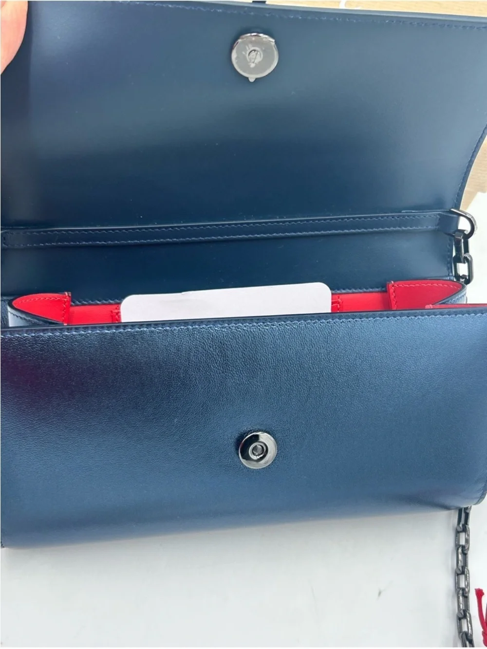 Women’s Christian Louboutin, Bettina, Napa, lamb leather wallet on a chain